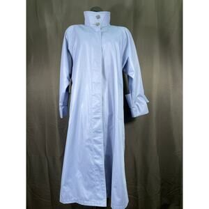 Vintage 80's London Fog Full Length Trench Rain Coat, Periwinkle Blue, Petite 4